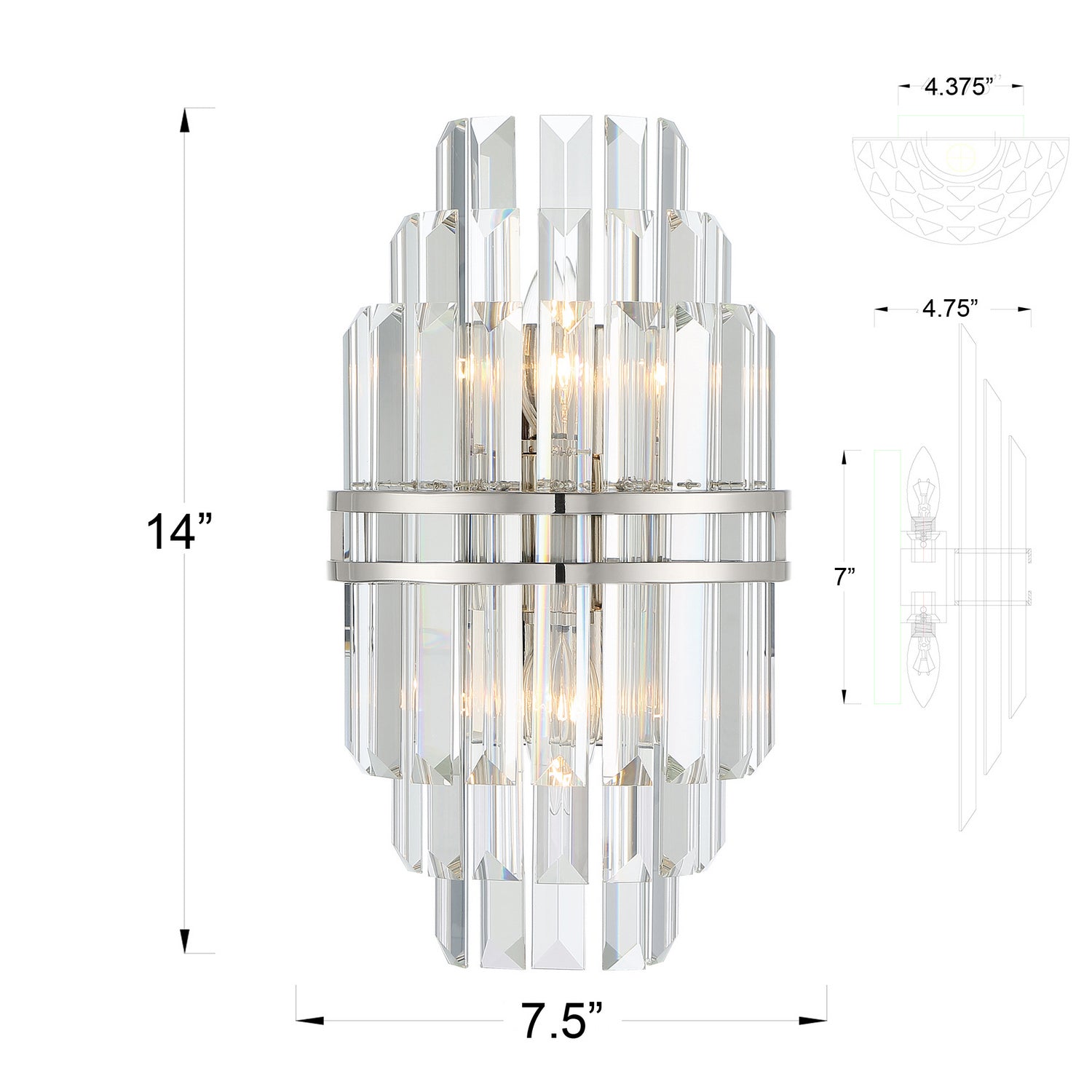 Crystorama - HAY-1402-PN - Two Light Wall Sconce - Hayes - Polished Nickel