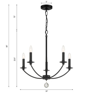 Crystorama - MIL-8005-BK - Five Light Chandelier - Mila - Black