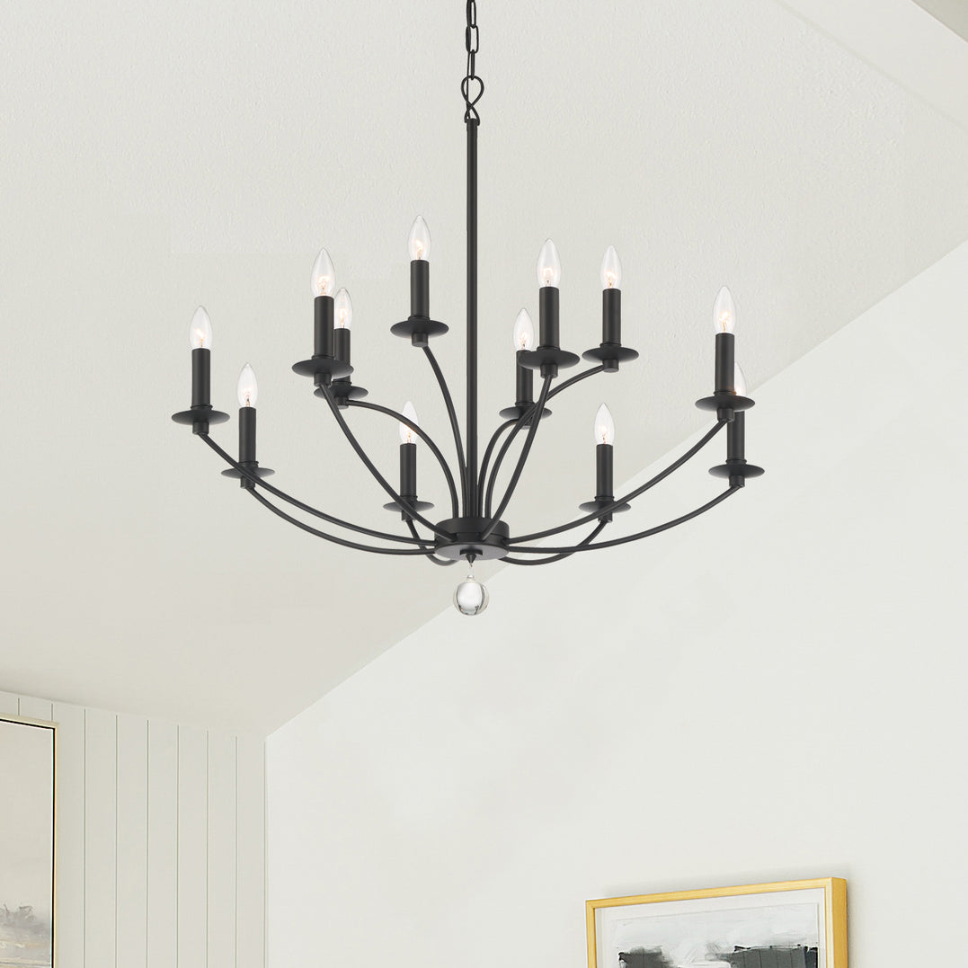 Crystorama - MIL-8012-BK - 12 Light Chandelier - Mila - Black