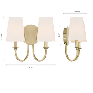 Crystorama - PAY-922-VG - Two Light Wall Sconce - Payton - Vibrant Gold