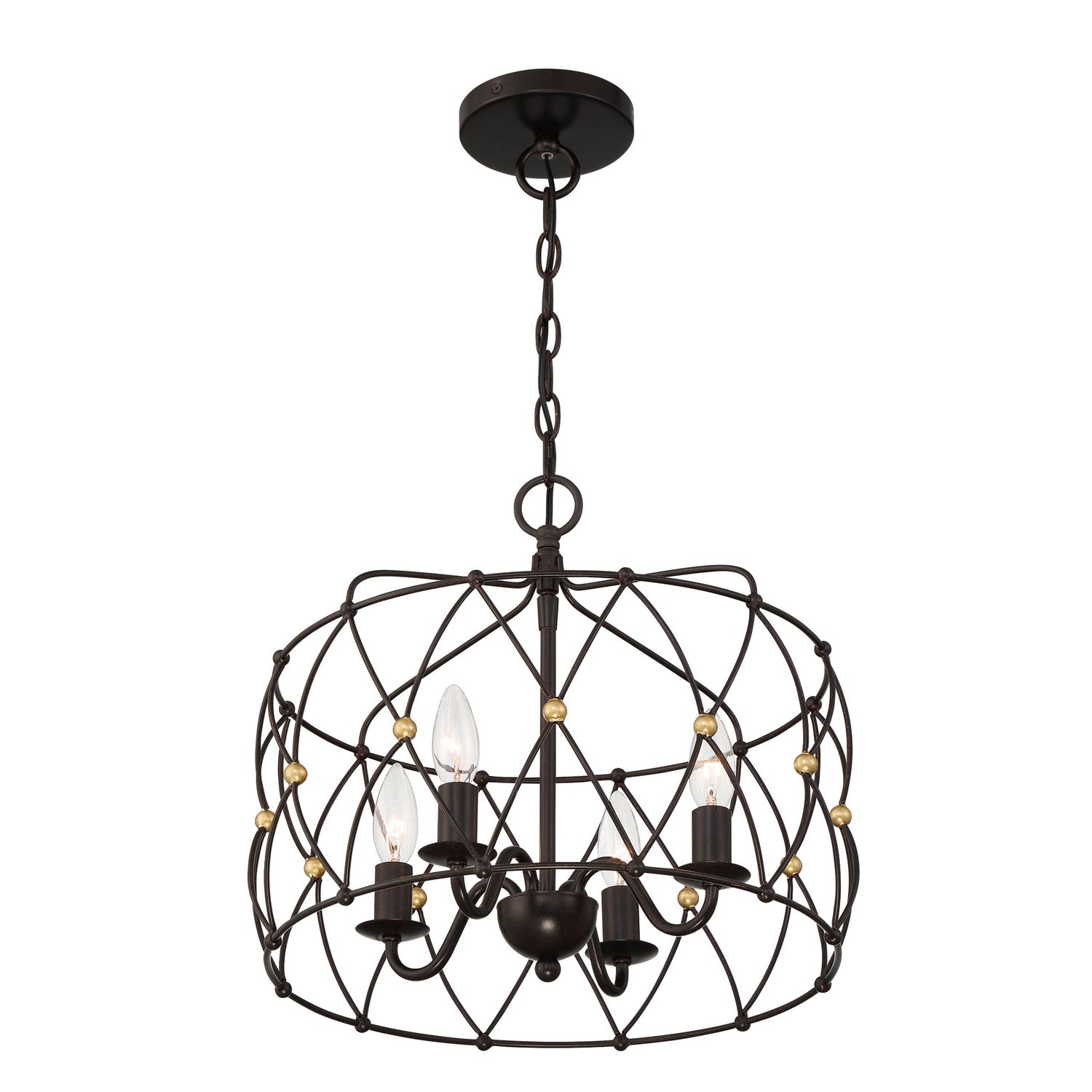 Crystorama - ZUC-A9030-EB-GA - Four Light Pendant - Zucca - English Bronze / Antique Gold