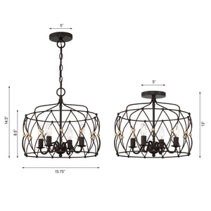 Crystorama - ZUC-A9030-EB-GA - Four Light Pendant - Zucca - English Bronze / Antique Gold