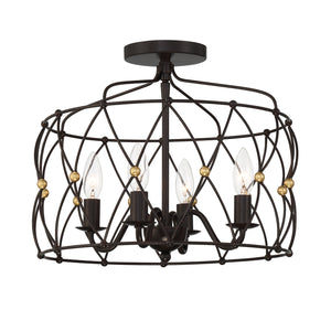 Crystorama - ZUC-A9030-EB-GA_CEILING - Four Light Semi Flush Mount - Zucca - English Bronze / Antique Gold