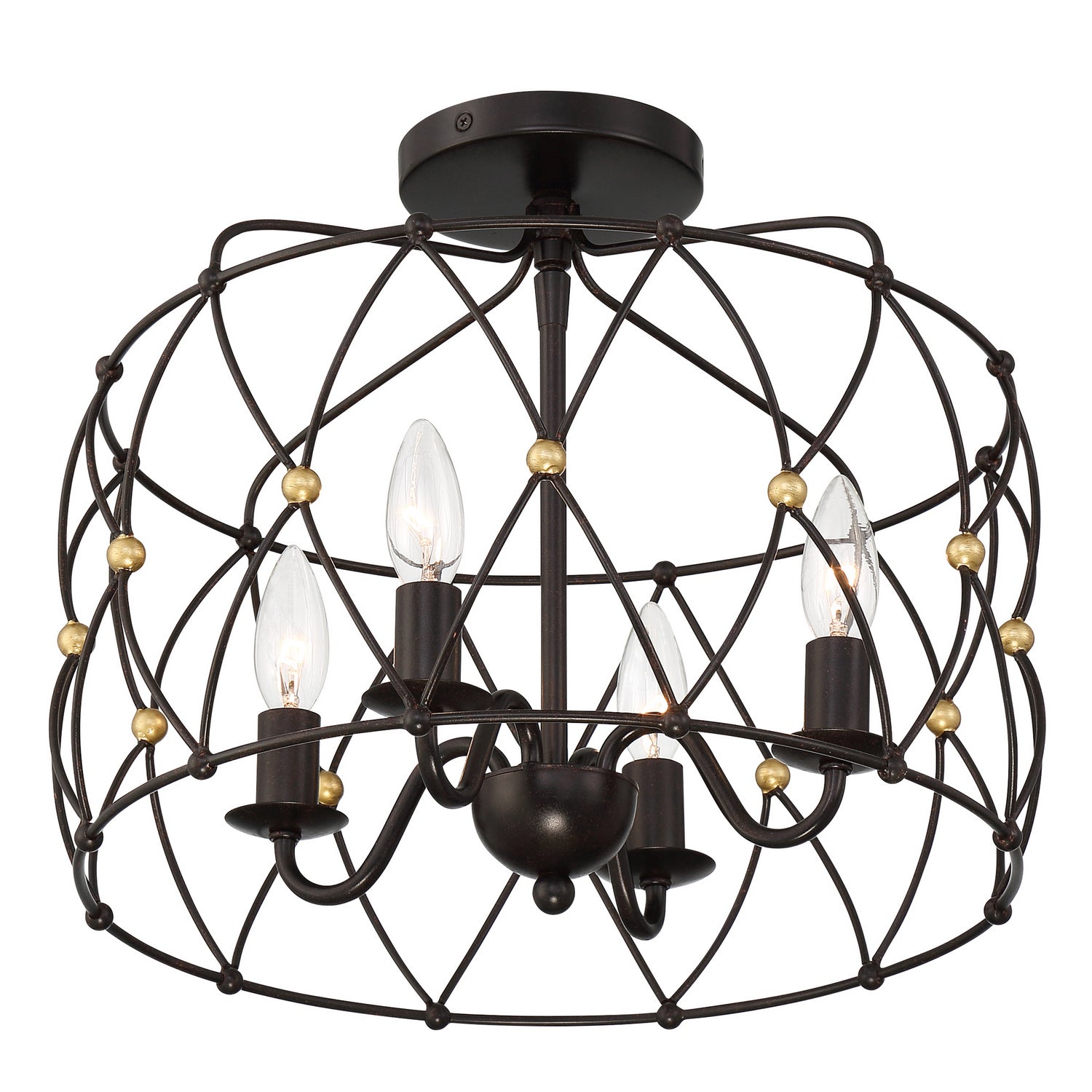 Crystorama - ZUC-A9030-EB-GA_CEILING - Four Light Semi Flush Mount - Zucca - English Bronze / Antique Gold