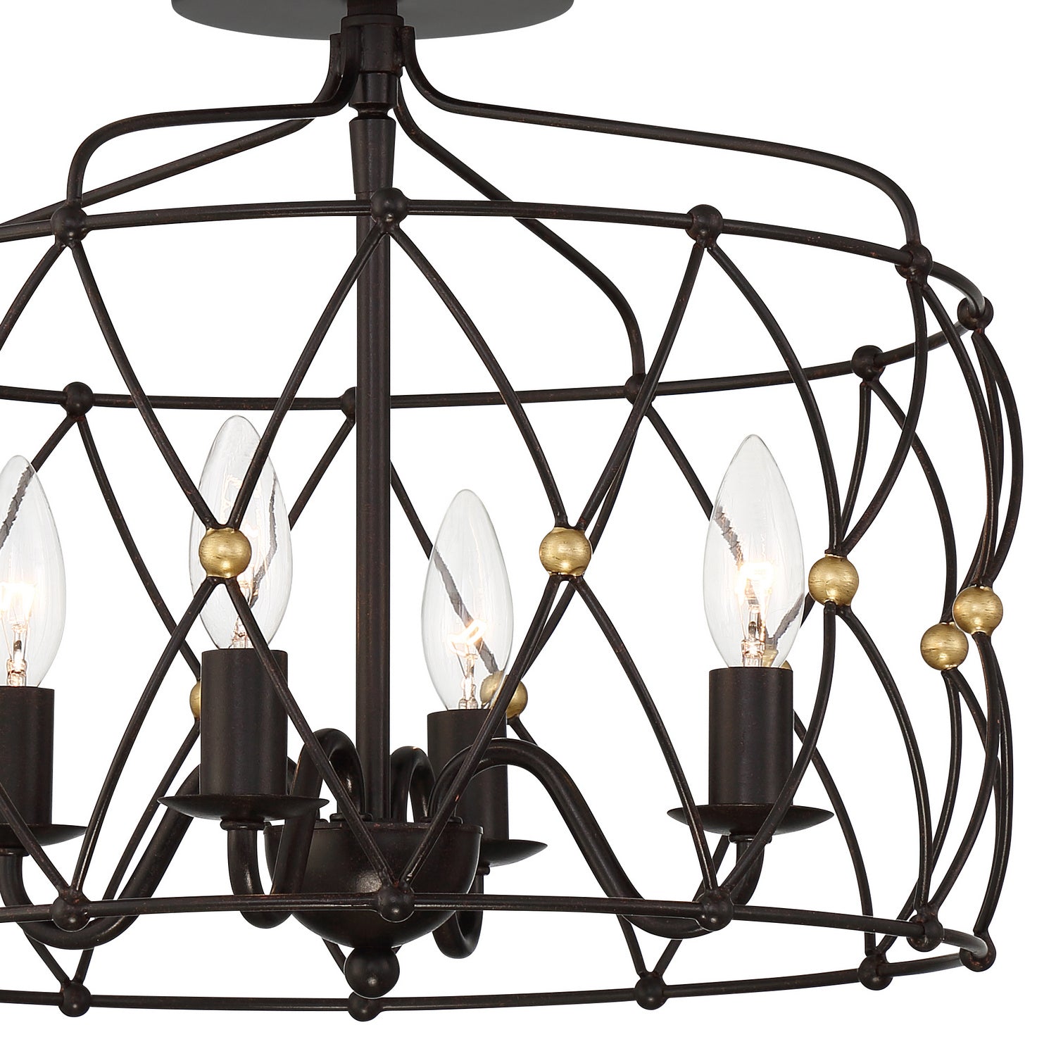 Crystorama - ZUC-A9030-EB-GA_CEILING - Four Light Semi Flush Mount - Zucca - English Bronze / Antique Gold