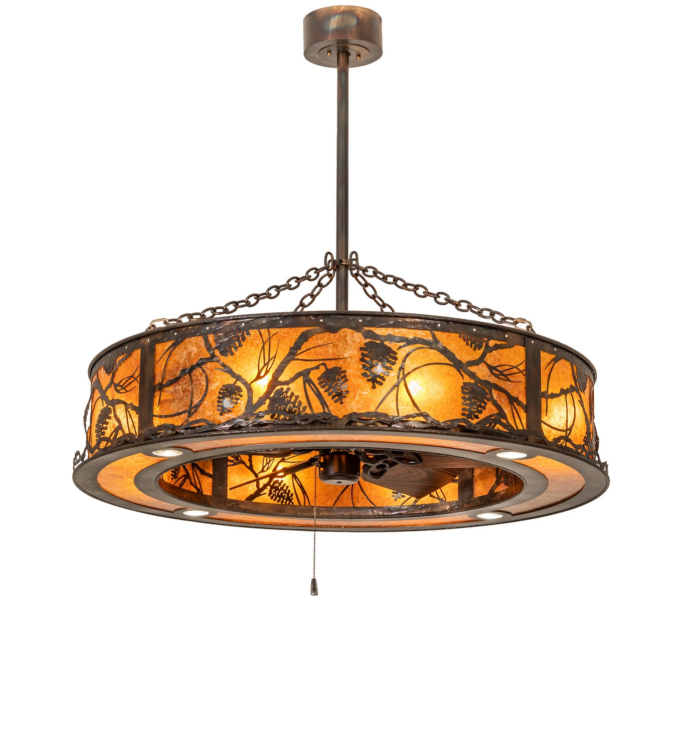 Meyda Tiffany - 248513 - 12 Light Chandel-Air - Whispering Pines - Dark Burnished Antique Copper