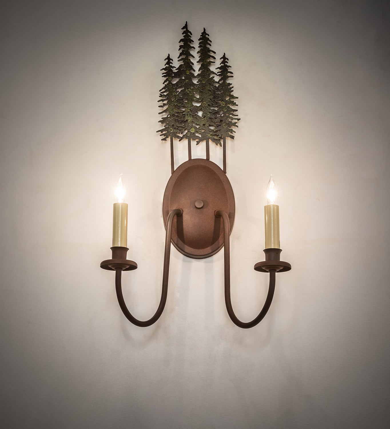 Meyda Tiffany - 249399 - Two Light Wall Sconce - Wrought Iron On Rust & Tarnished Copper