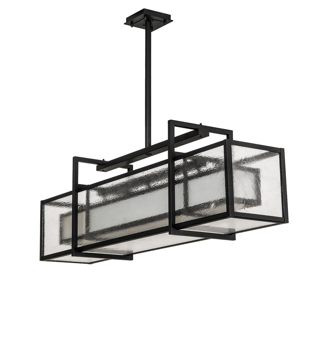 Meyda Tiffany - 250506 - Six Light Pendant - Nelson - Black Satin Wrought Iron