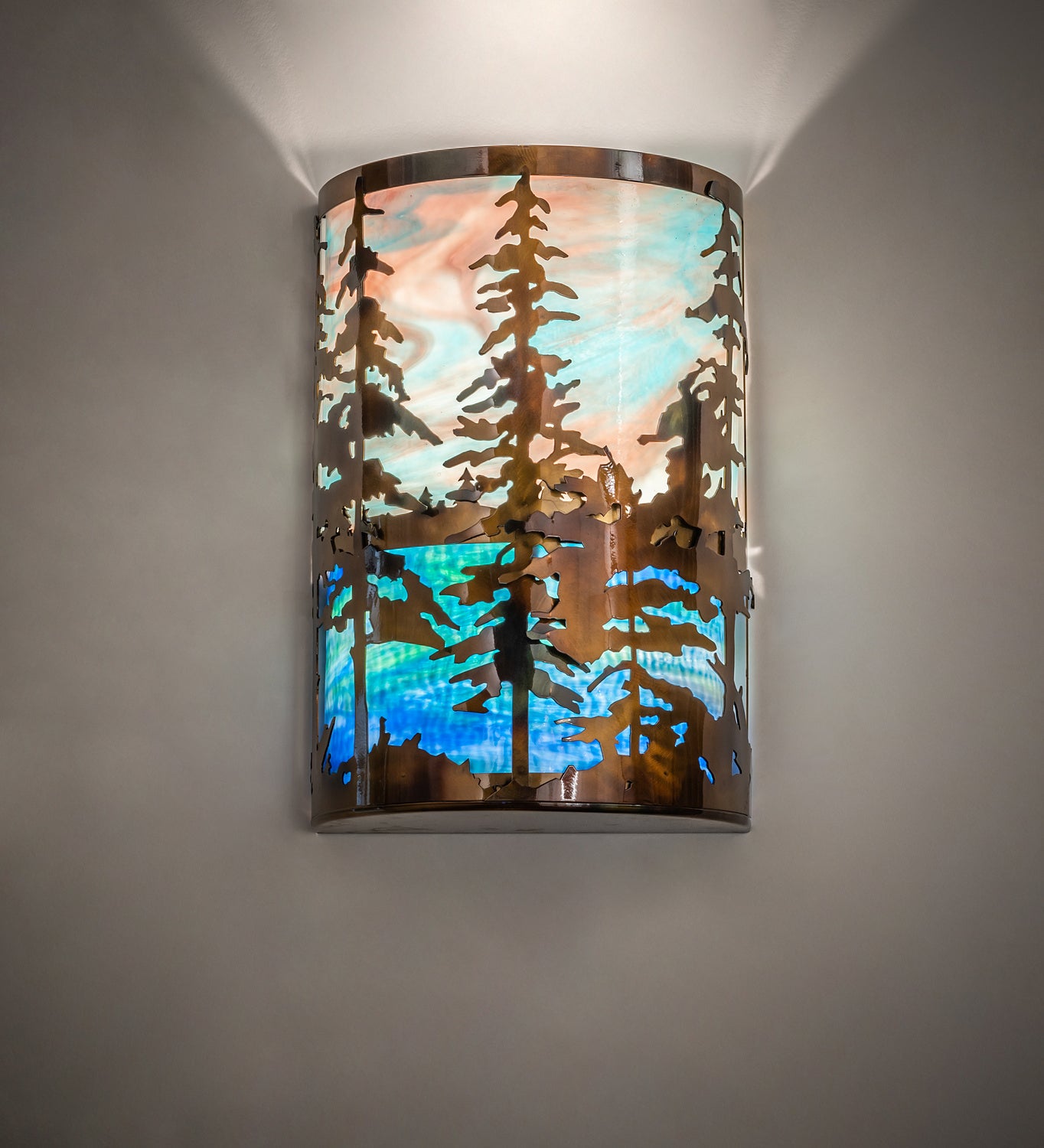 Meyda Tiffany - 250945 - Two Light Wall Sconce - Tall Pines - Light Burnished Transparent Copper