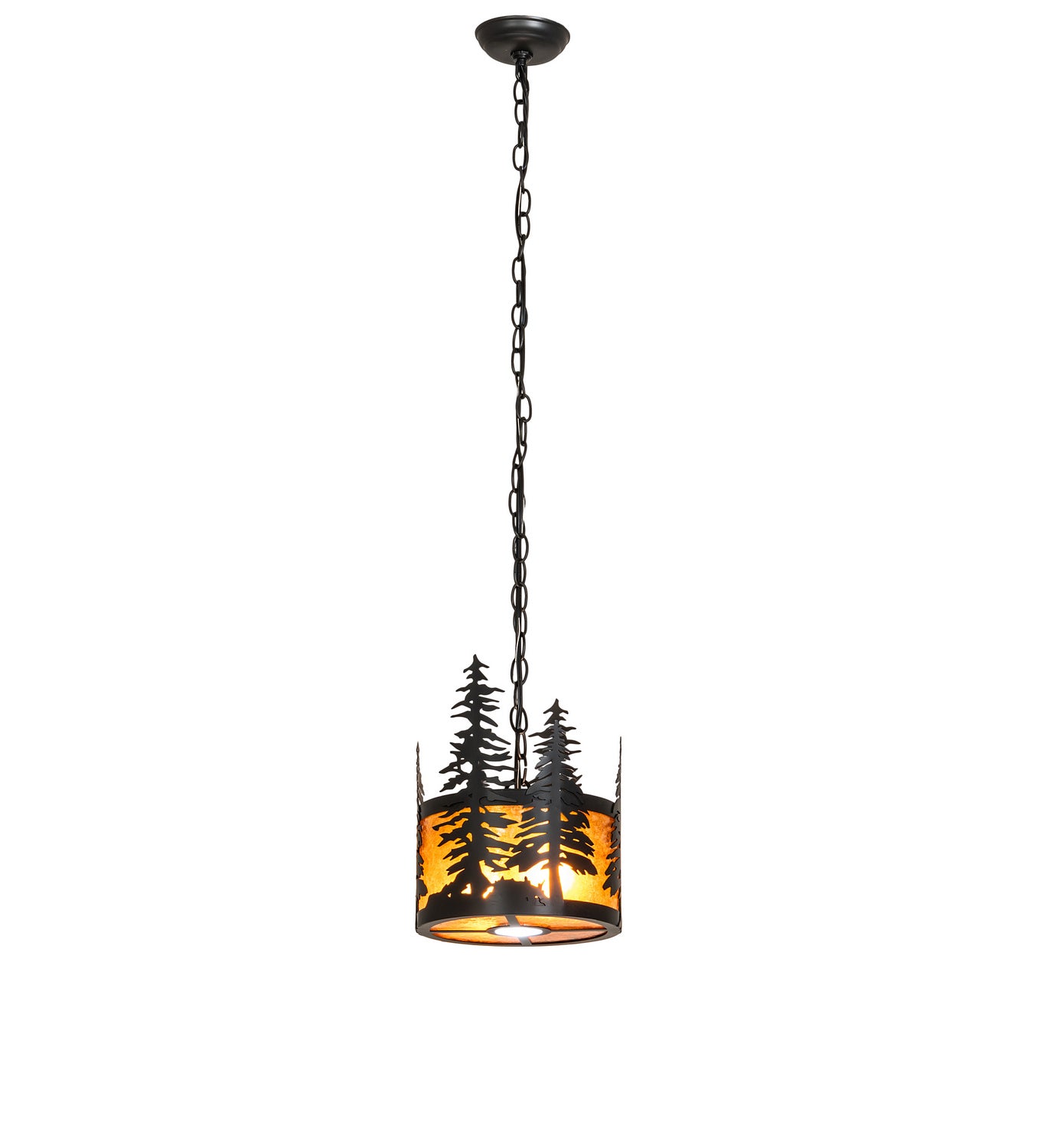 Meyda Tiffany - 251324 - Three Light Pendant - Tall Pines - Solar Black