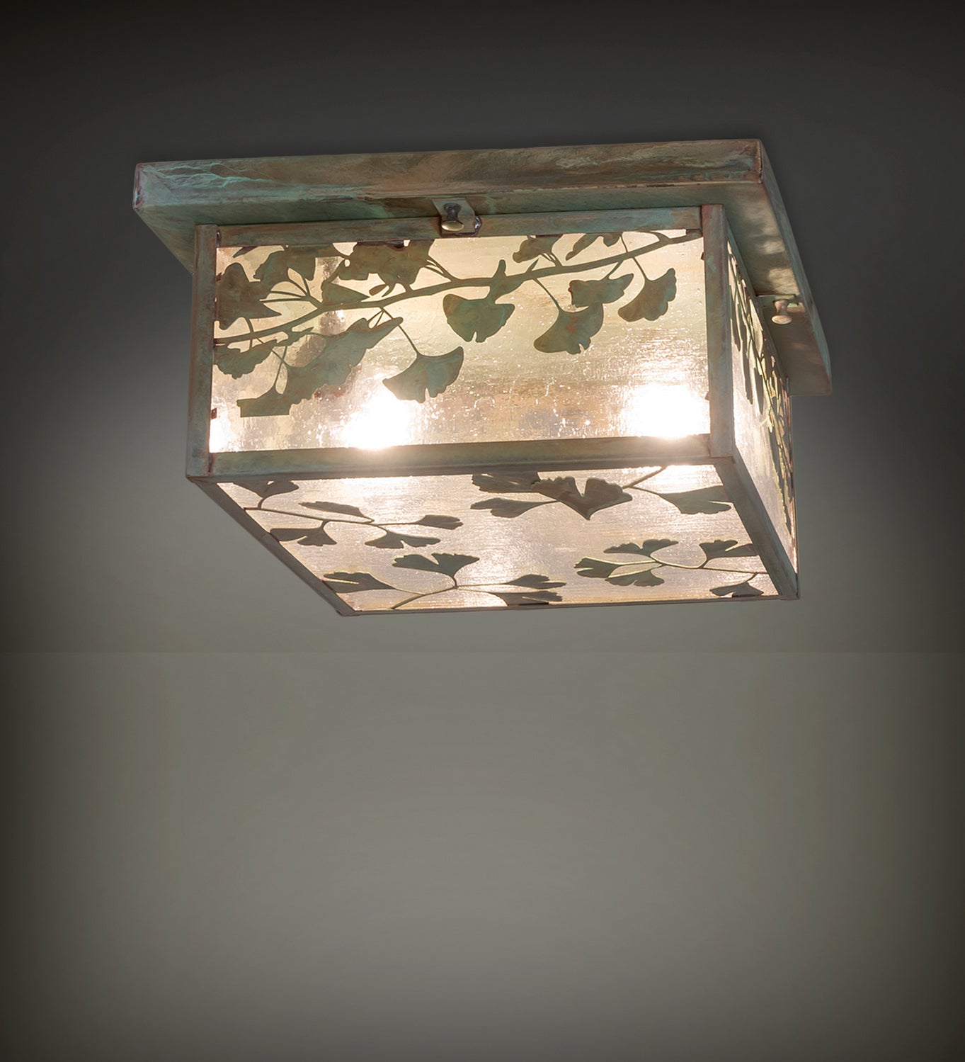 Meyda Tiffany - 251383 - Two Light Flushmount - Hyde Park - Verde Brass