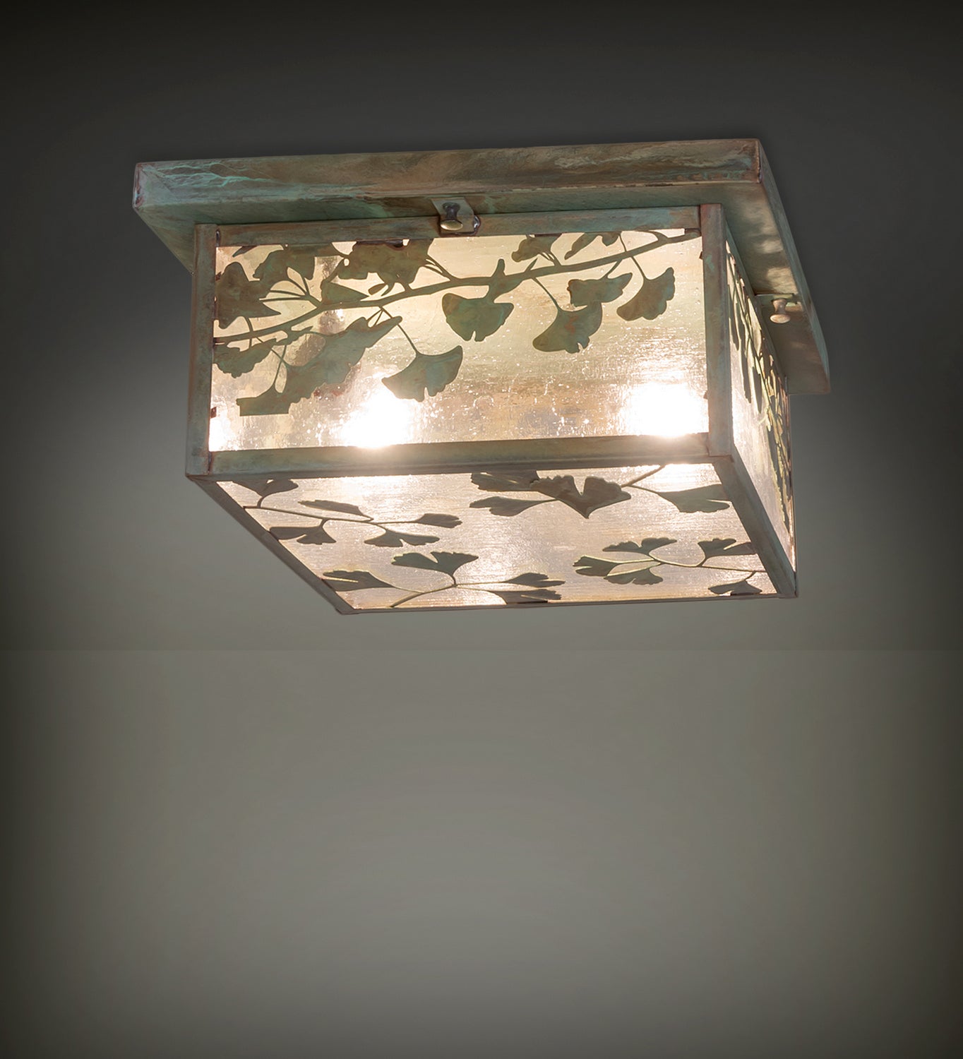 Meyda Tiffany - 251383 - Two Light Flushmount - Hyde Park - Verde Brass