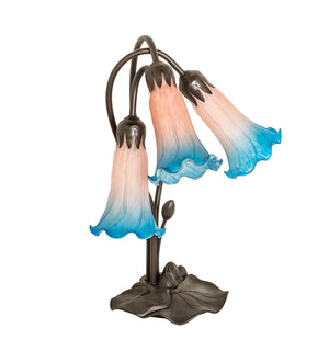 Meyda Tiffany - 254157 - Three Light Table Lamp - Pink/Blue - Mahogany Bronze