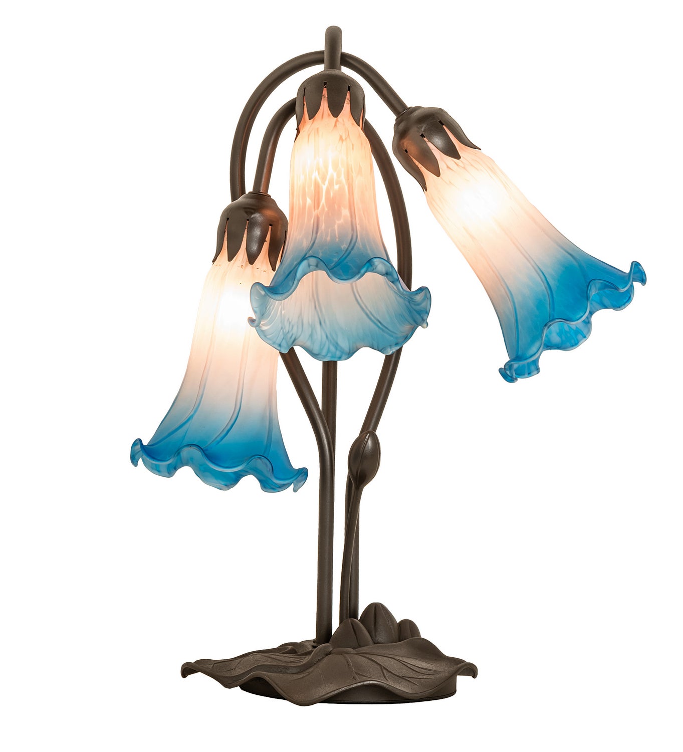 Meyda Tiffany - 254157 - Three Light Table Lamp - Pink/Blue - Mahogany Bronze