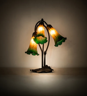 Meyda Tiffany - 254243 - Three Light Table Lamp - Amber/Green - Mahogany Bronze