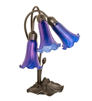 Meyda Tiffany - 254291 - Three Light Table Lamp - Blue - Mahogany Bronze