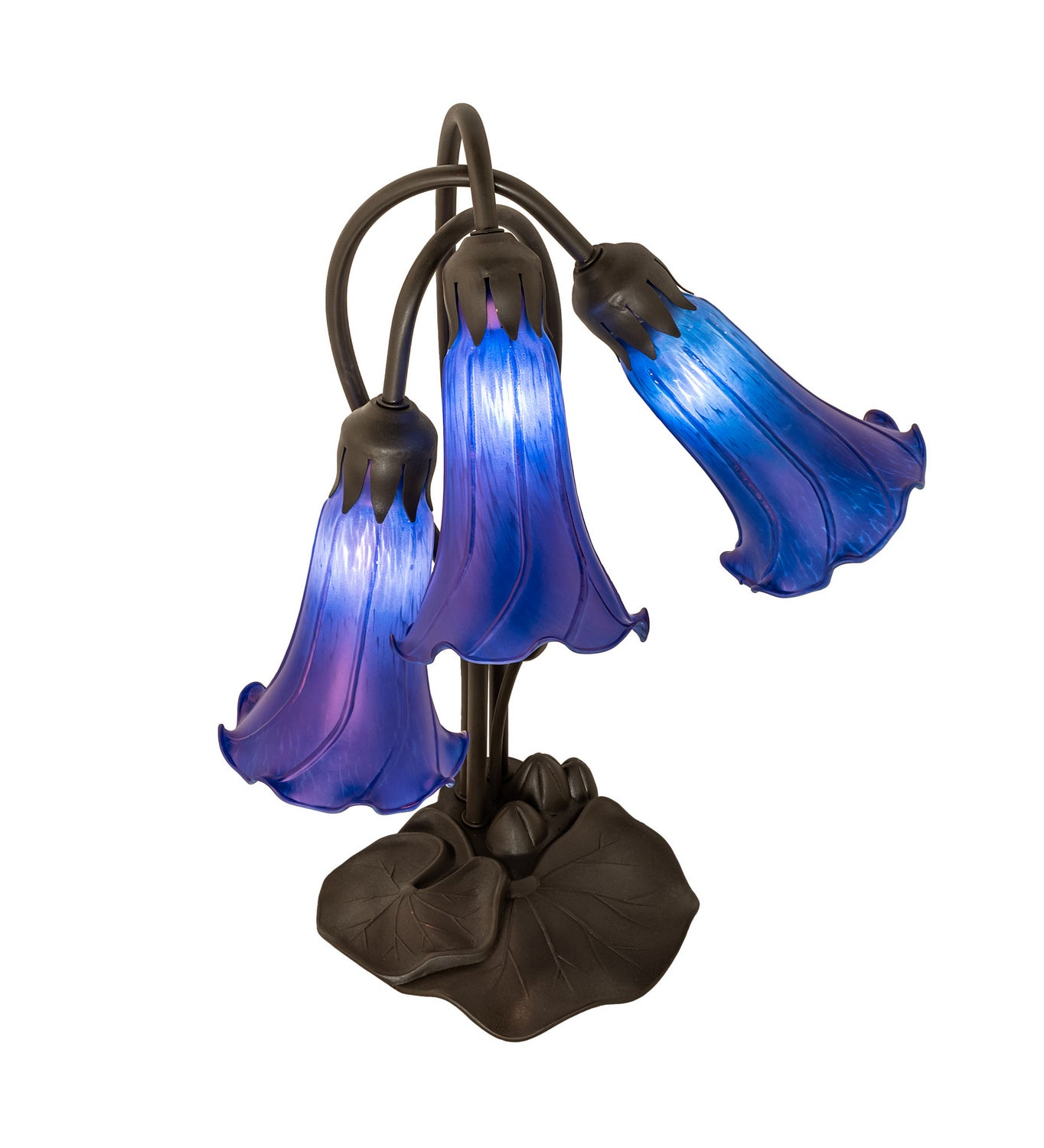 Meyda Tiffany - 254291 - Three Light Table Lamp - Blue - Mahogany Bronze