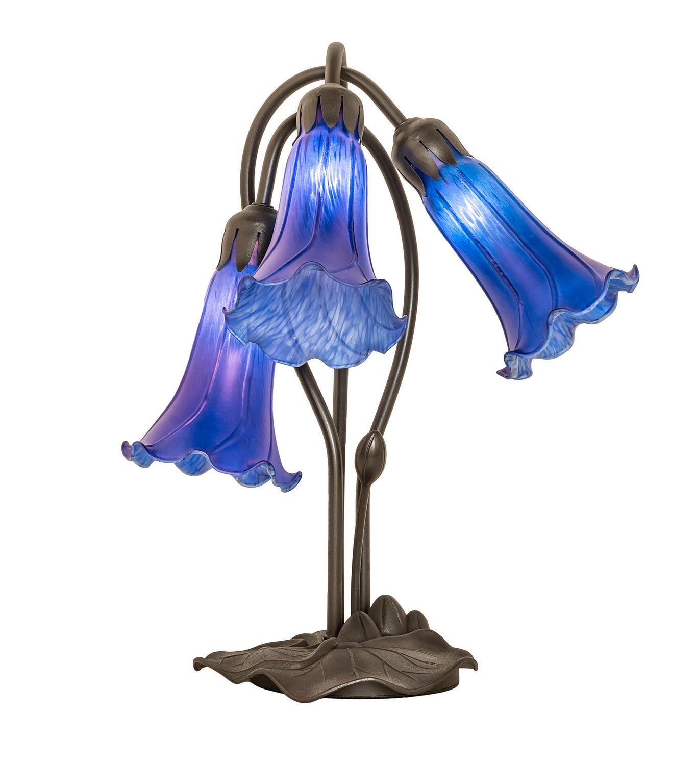 Meyda Tiffany - 254291 - Three Light Table Lamp - Blue - Mahogany Bronze