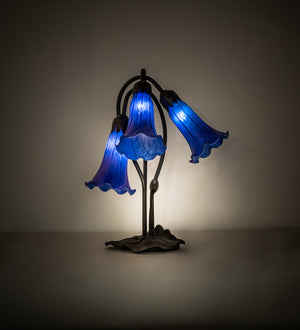 Meyda Tiffany - 254291 - Three Light Table Lamp - Blue - Mahogany Bronze