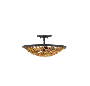 Savoy House - 6-9353-3-46 - Three Light Semi-Flush Mount - Ventura - Matte Black and Gold