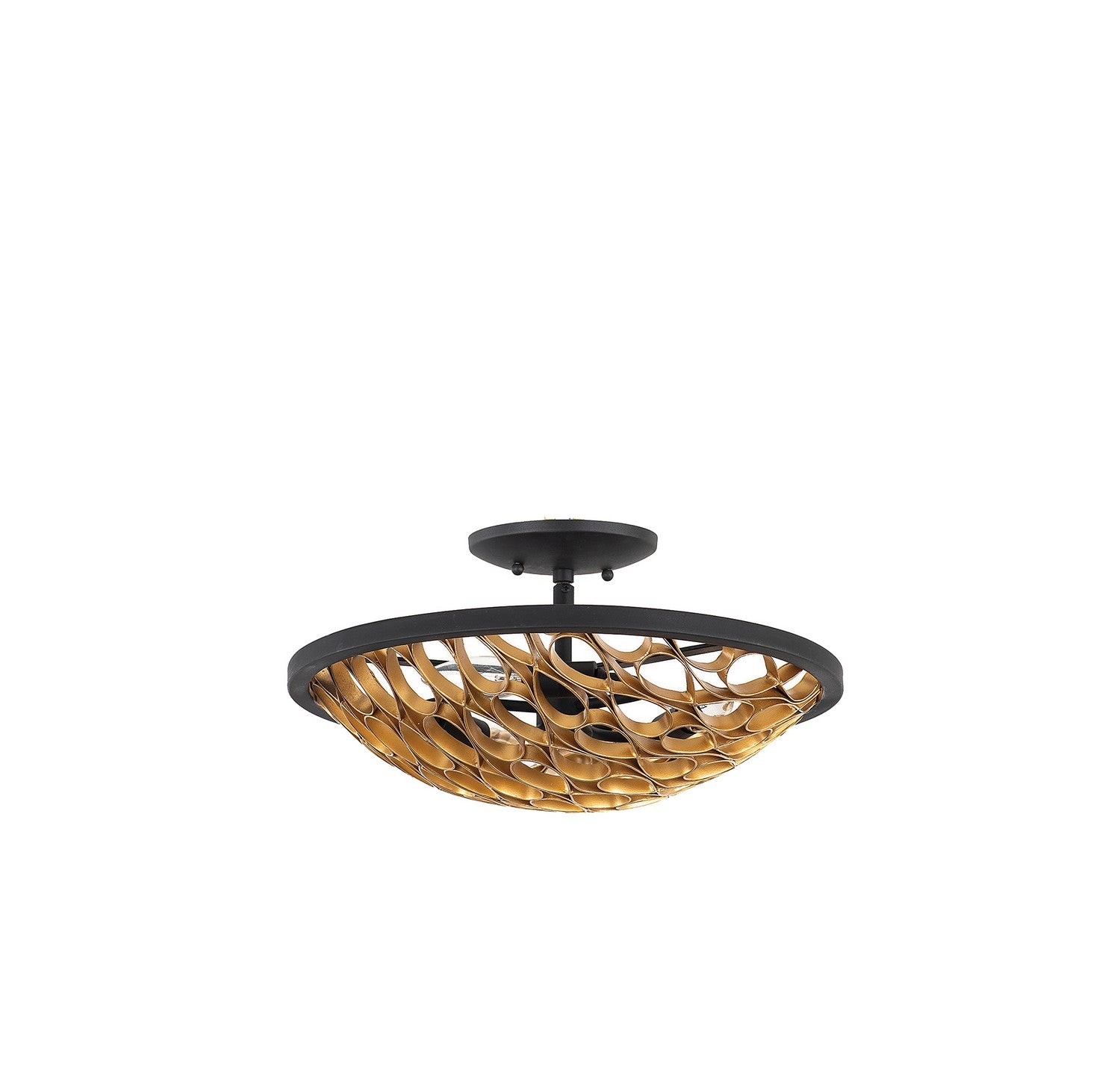 Savoy House - 6-9353-3-46 - Three Light Semi-Flush Mount - Ventura - Matte Black and Gold