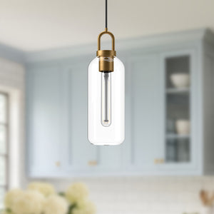 Alora - PD401505AGCL - One Light Pendant - Soji - Aged Gold/Clear Glass