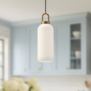 Alora - PD401505AGOP - One Light Pendant - Soji - Aged Gold/Opal Matte Glass