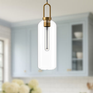 Alora - PD401606AGCL - One Light Pendant - Soji - Aged Gold/Clear Glass