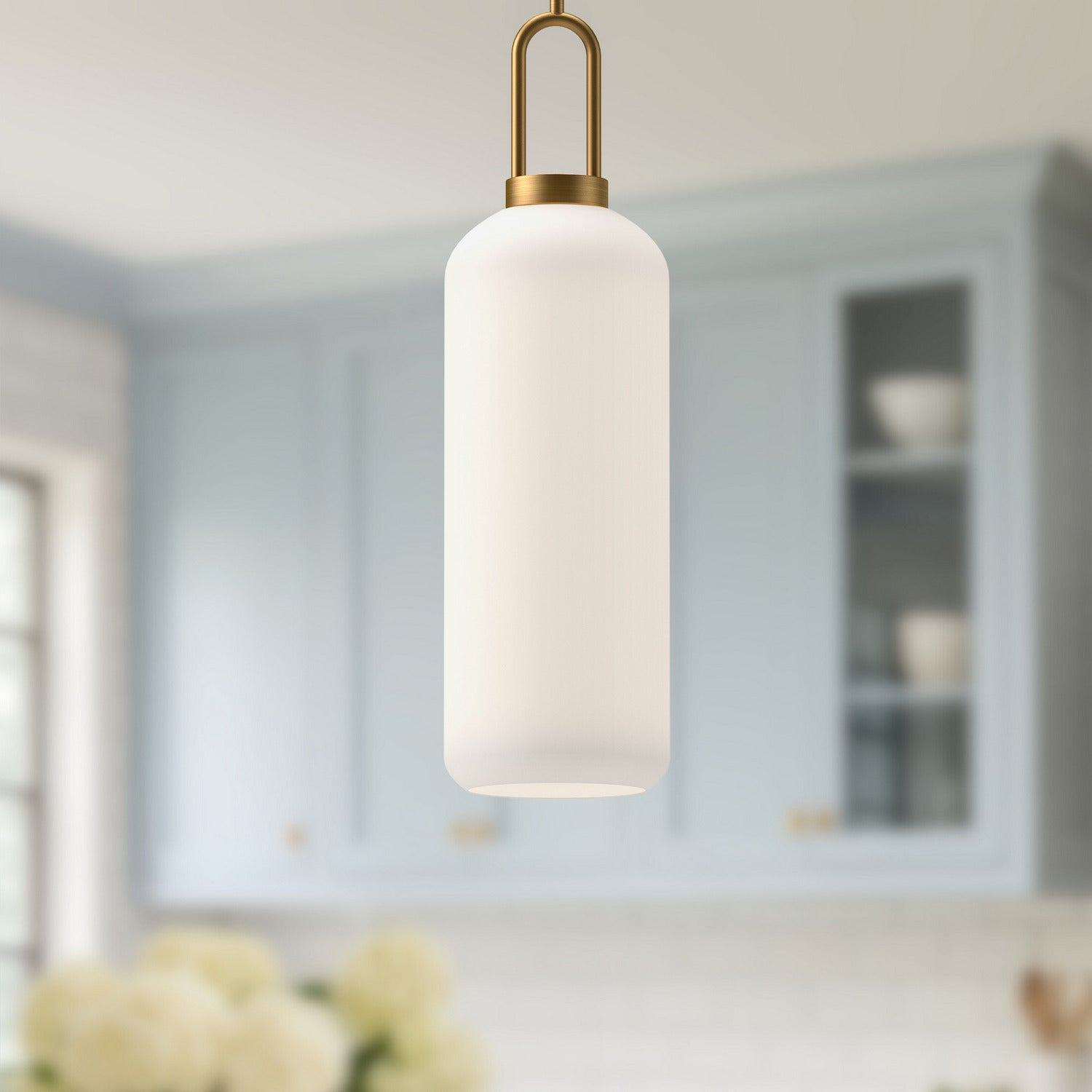 Alora - PD401606AGOP - One Light Pendant - Soji - Aged Gold/Opal Matte Glass
