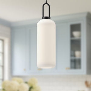 Alora - PD401606MBOP - One Light Pendant - Soji - Matte Black/Opal Matte Glass