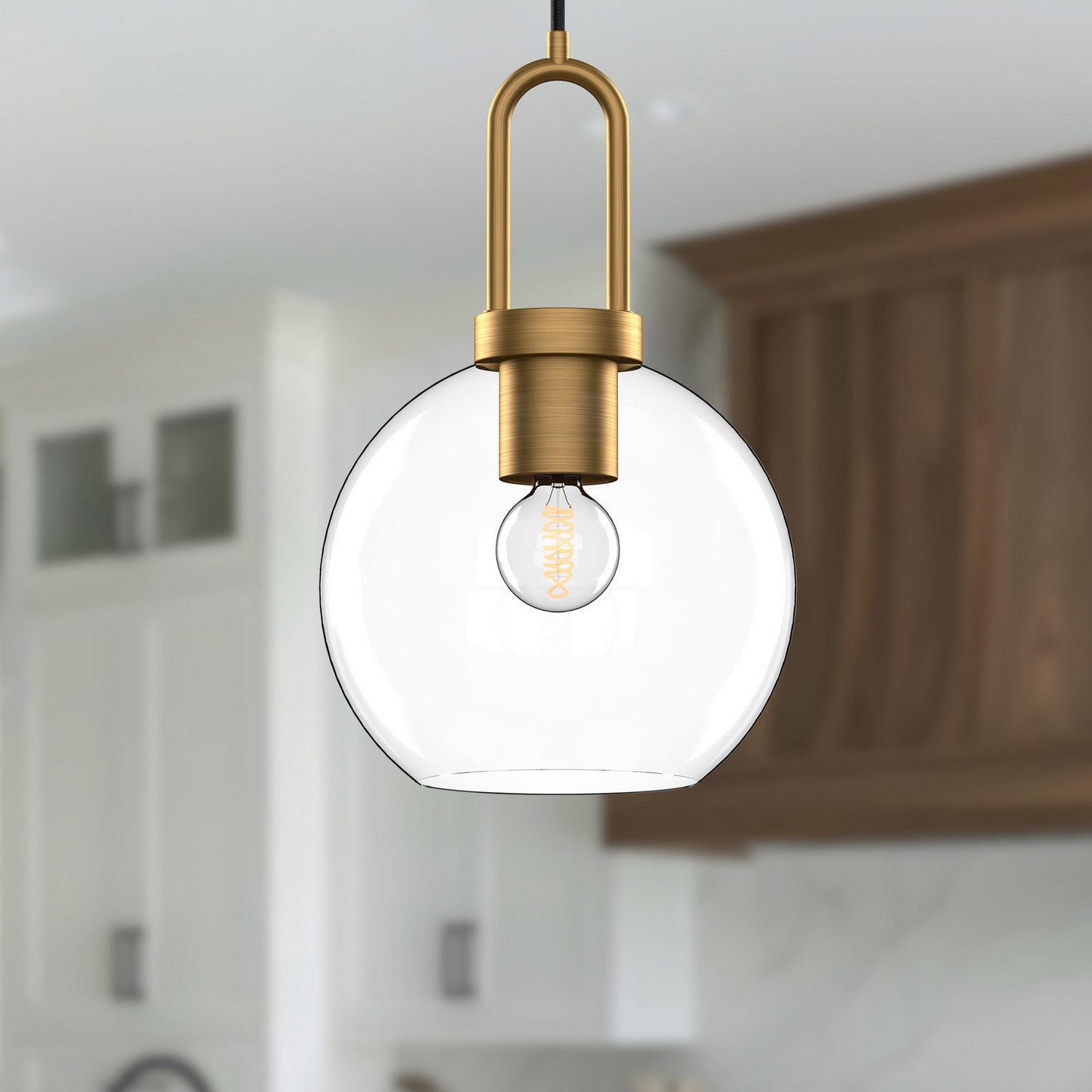 Alora - PD601608AGCL - One Light Pendant - Soji - Aged Gold/Clear Glass
