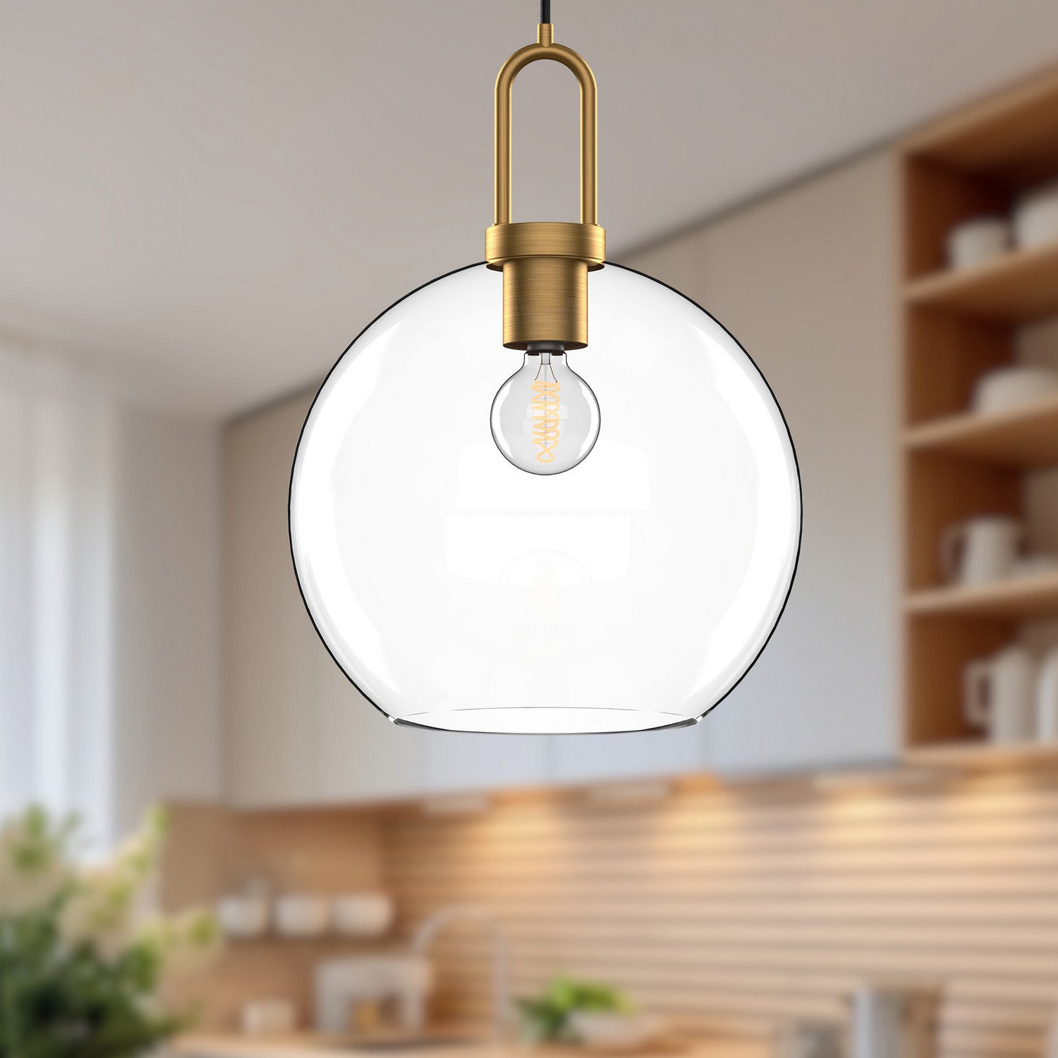 Alora - PD601710AGCL - One Light Pendant - Soji - Aged Gold/Clear Glass