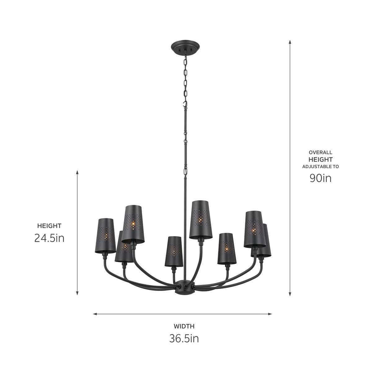 Kichler - 52509BK - Eight Light Chandelier - Adeena - Black