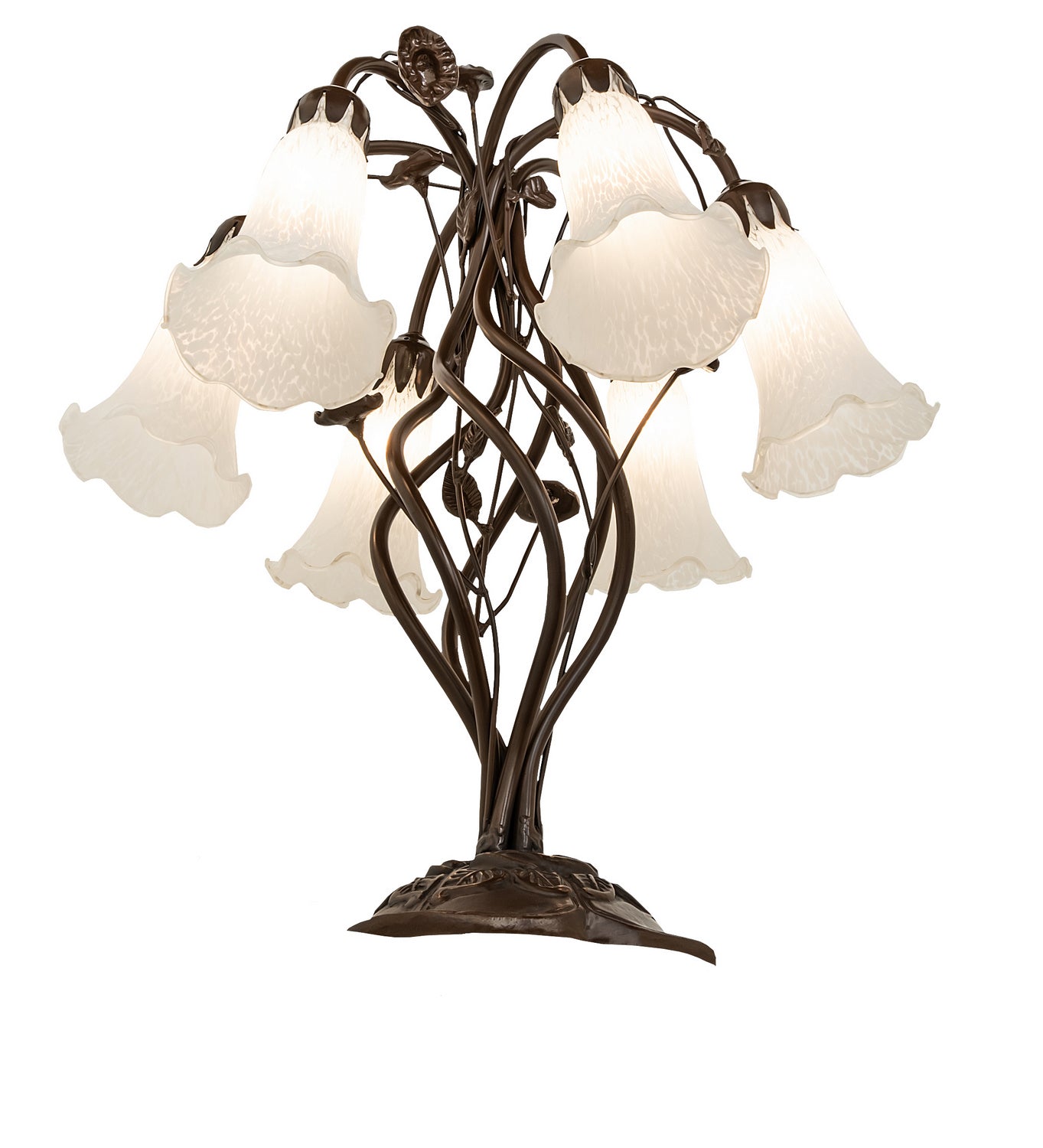 Meyda Tiffany - 255807 - Six Light Table Lamp - White - Mahogany Bronze