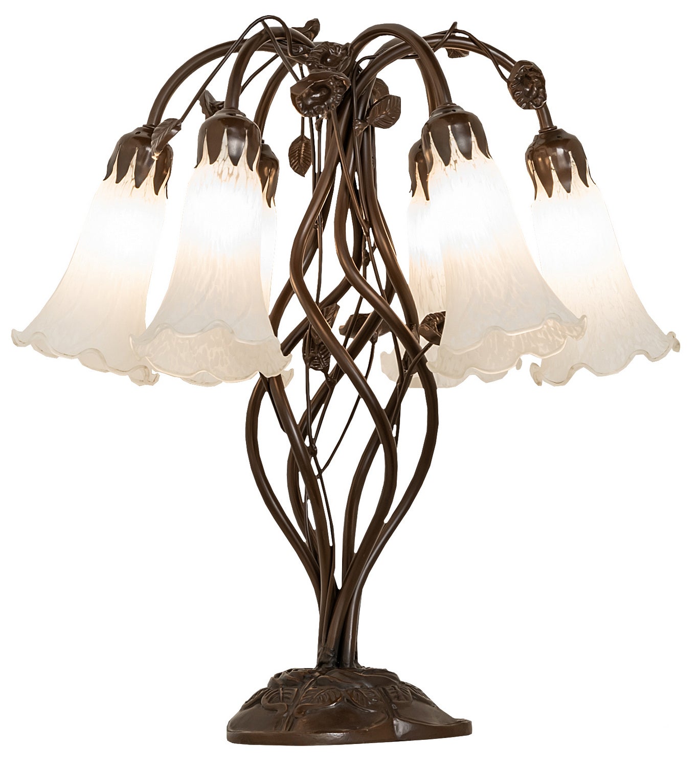 Meyda Tiffany - 255807 - Six Light Table Lamp - White - Mahogany Bronze