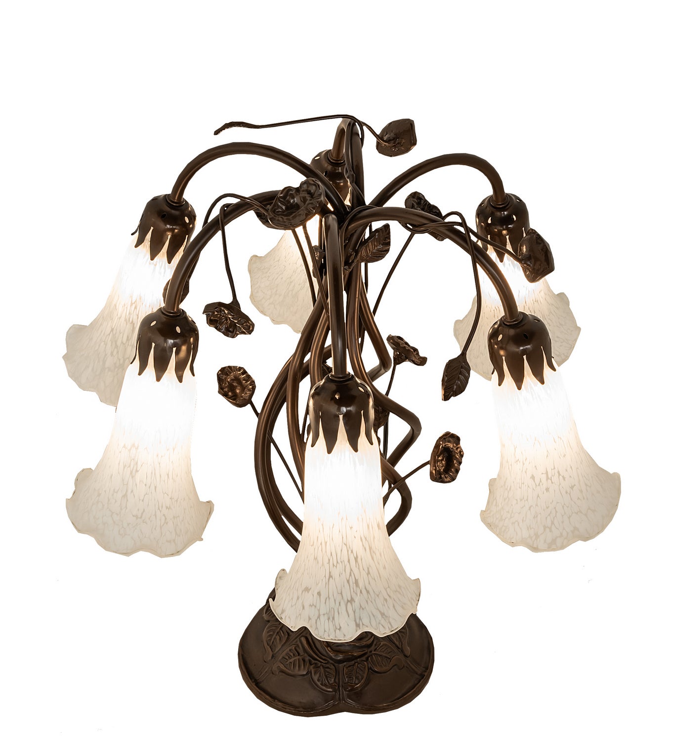 Meyda Tiffany - 255807 - Six Light Table Lamp - White - Mahogany Bronze