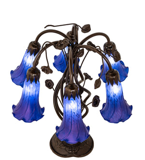 Meyda Tiffany - 255808 - Six Light Table Lamp - Blue - Mahogany Bronze