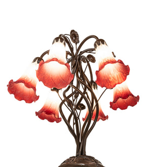 Meyda Tiffany - 255809 - Six Light Table Lamp - Red/White - Mahogany Bronze