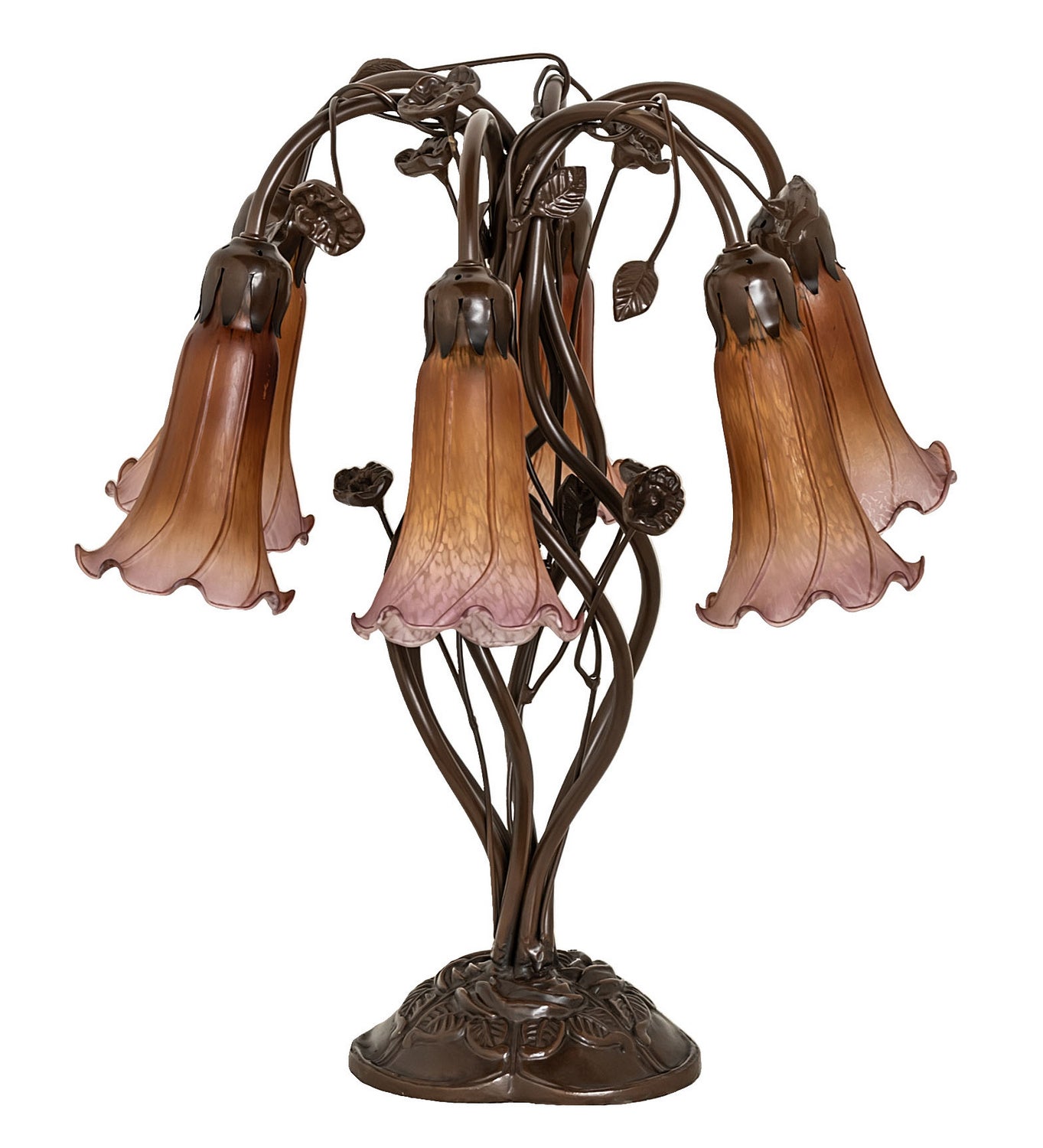 Meyda Tiffany - 255810 - Six Light Table Lamp - Amber/Purple - Mahogany Bronze