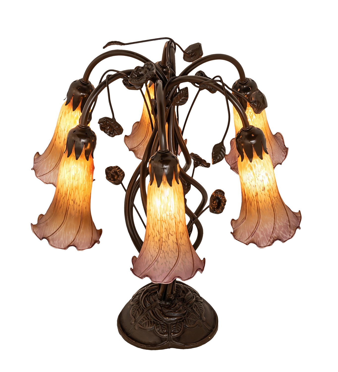 Meyda Tiffany - 255810 - Six Light Table Lamp - Amber/Purple - Mahogany Bronze