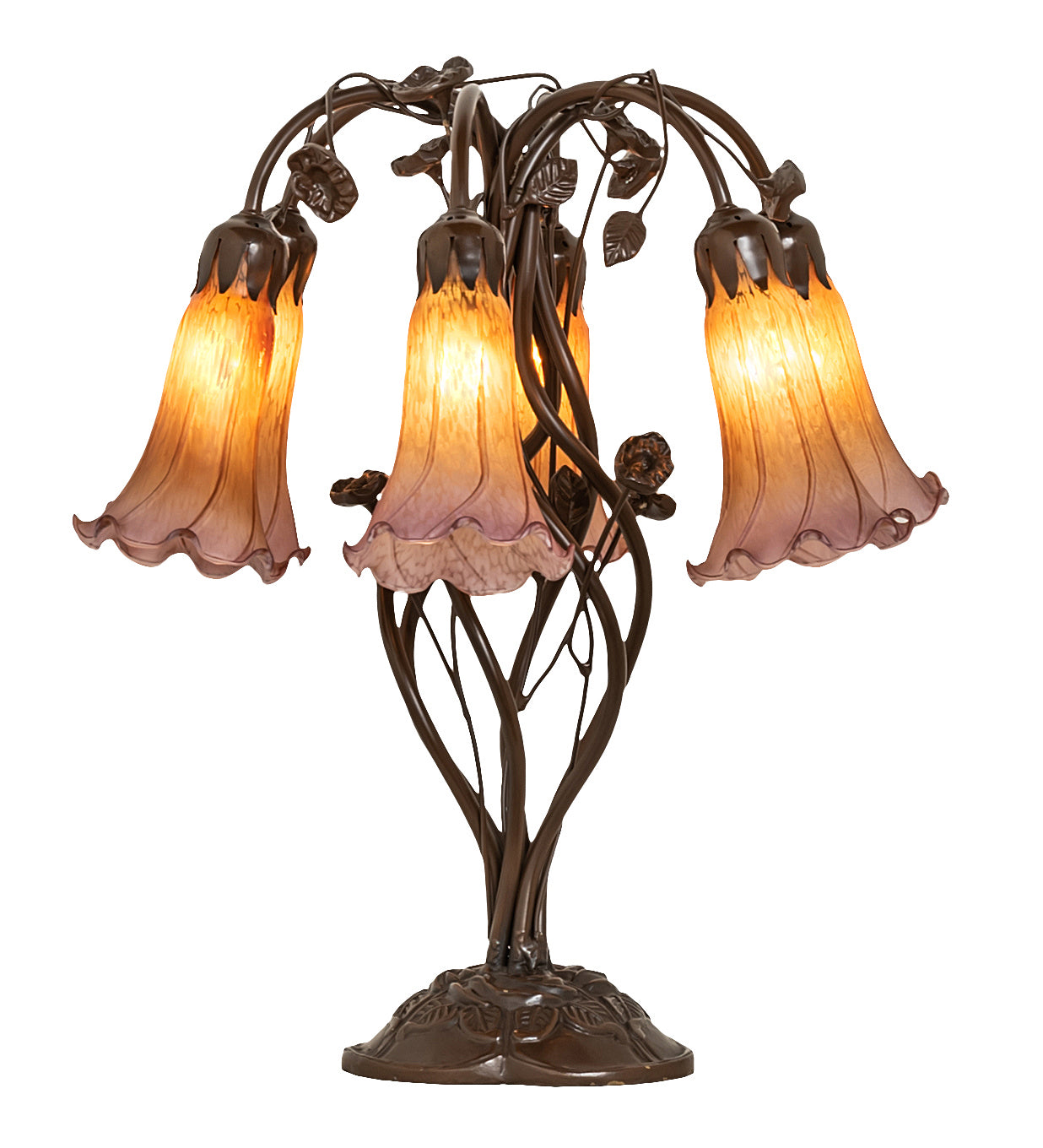 Meyda Tiffany - 255810 - Six Light Table Lamp - Amber/Purple - Mahogany Bronze