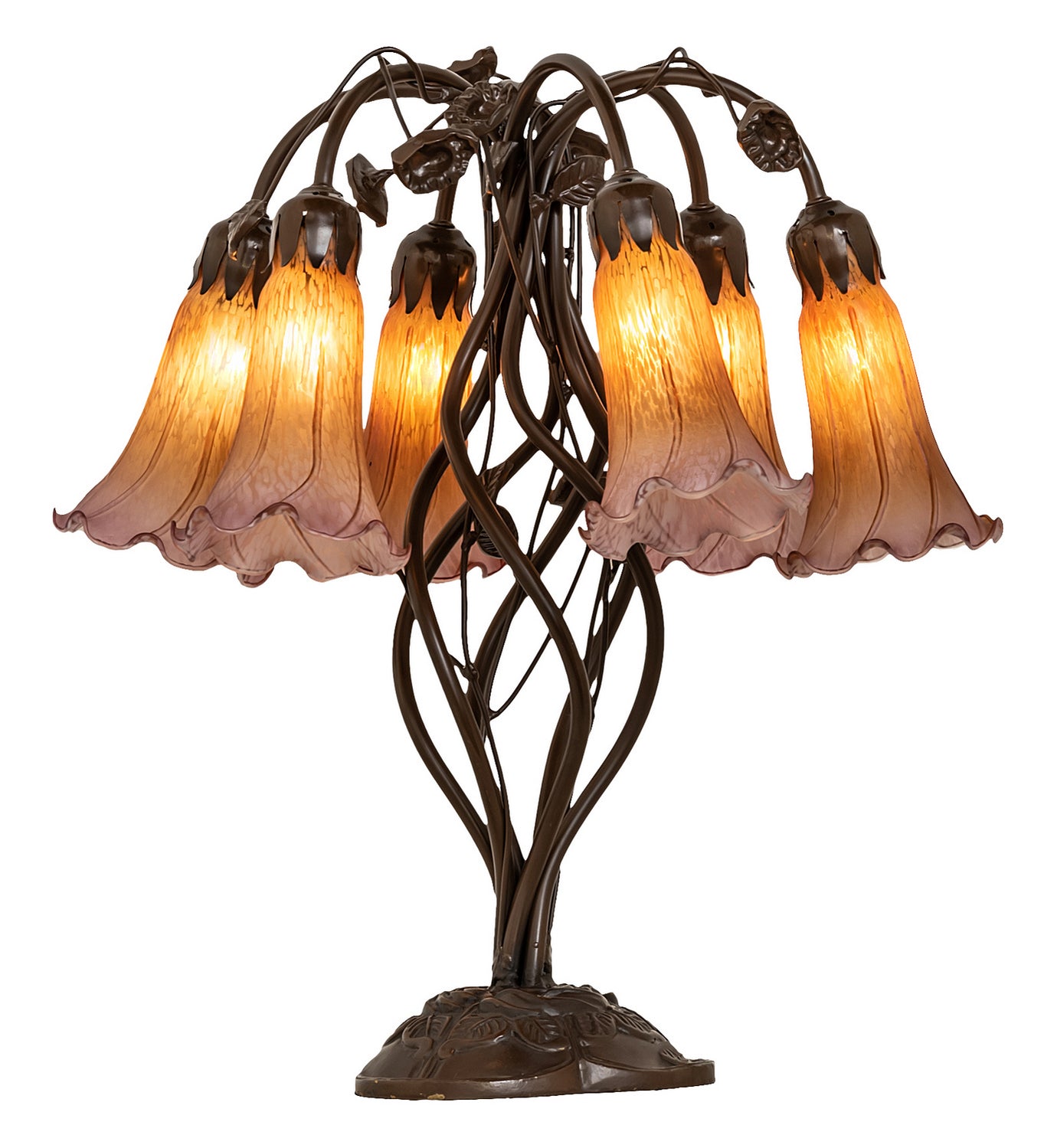 Meyda Tiffany - 255810 - Six Light Table Lamp - Amber/Purple - Mahogany Bronze