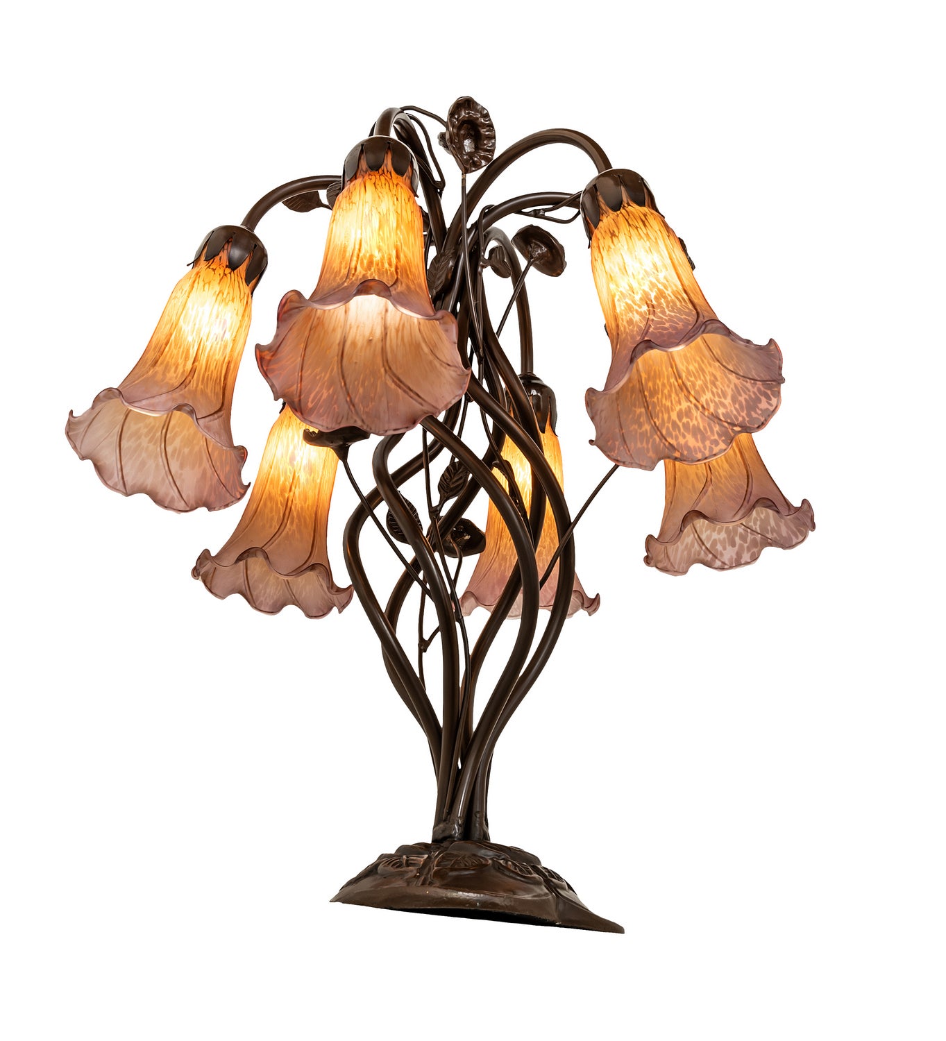 Meyda Tiffany - 255810 - Six Light Table Lamp - Amber/Purple - Mahogany Bronze