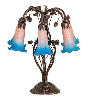 Meyda Tiffany - 255811 - Six Light Table Lamp - Pink/Blue - Mahogany Bronze