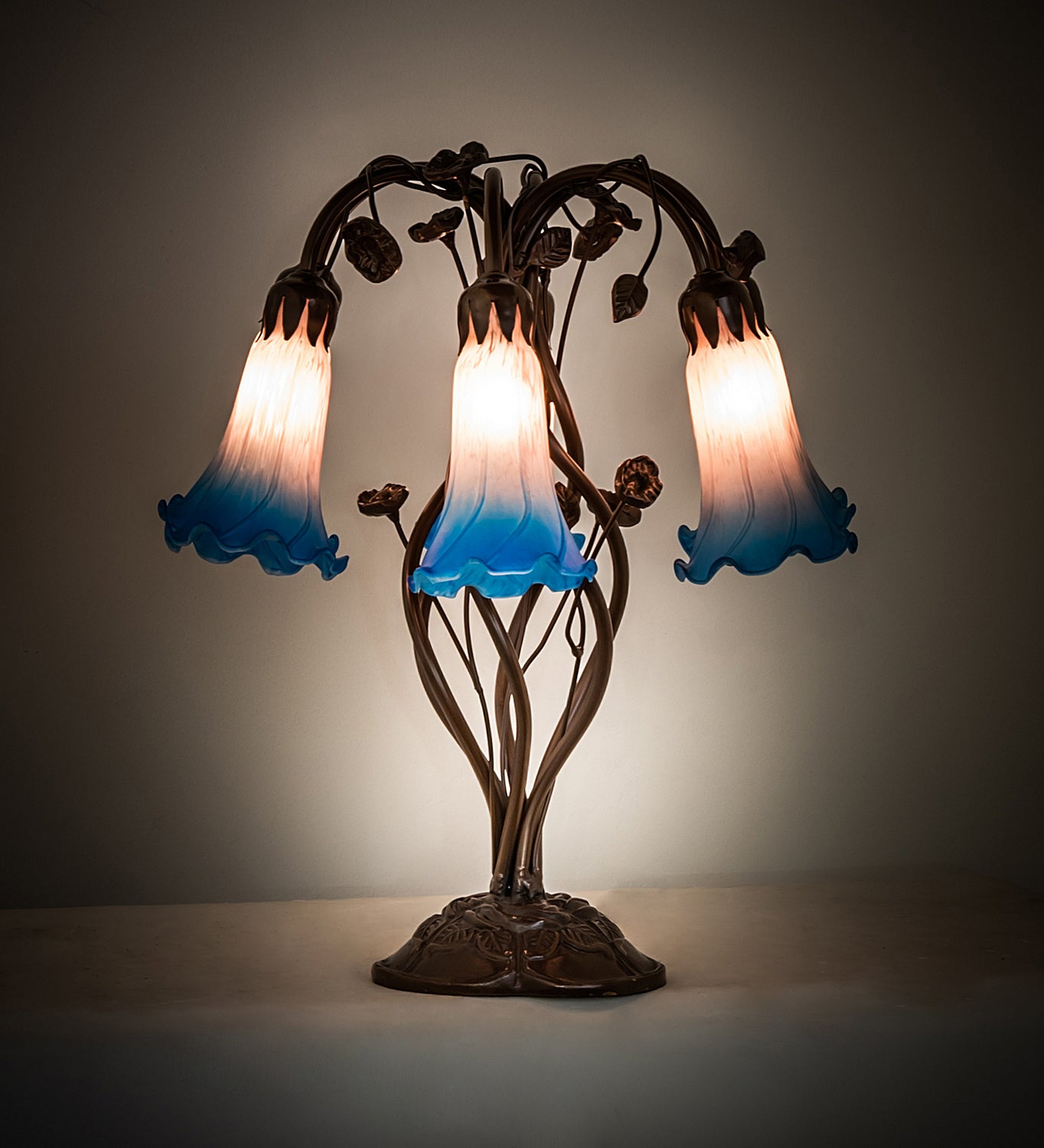 Meyda Tiffany - 255811 - Six Light Table Lamp - Pink/Blue - Mahogany Bronze