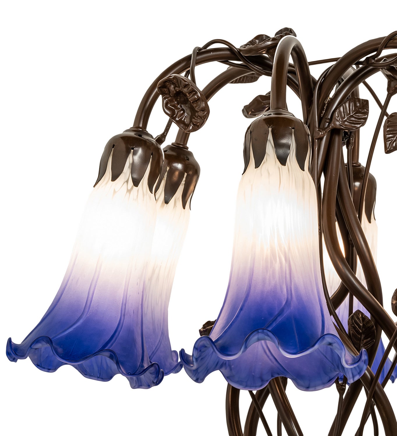 Meyda Tiffany - 255820 - Six Light Table Lamp - Blue/White Pond Lily - Mahogany Bronze