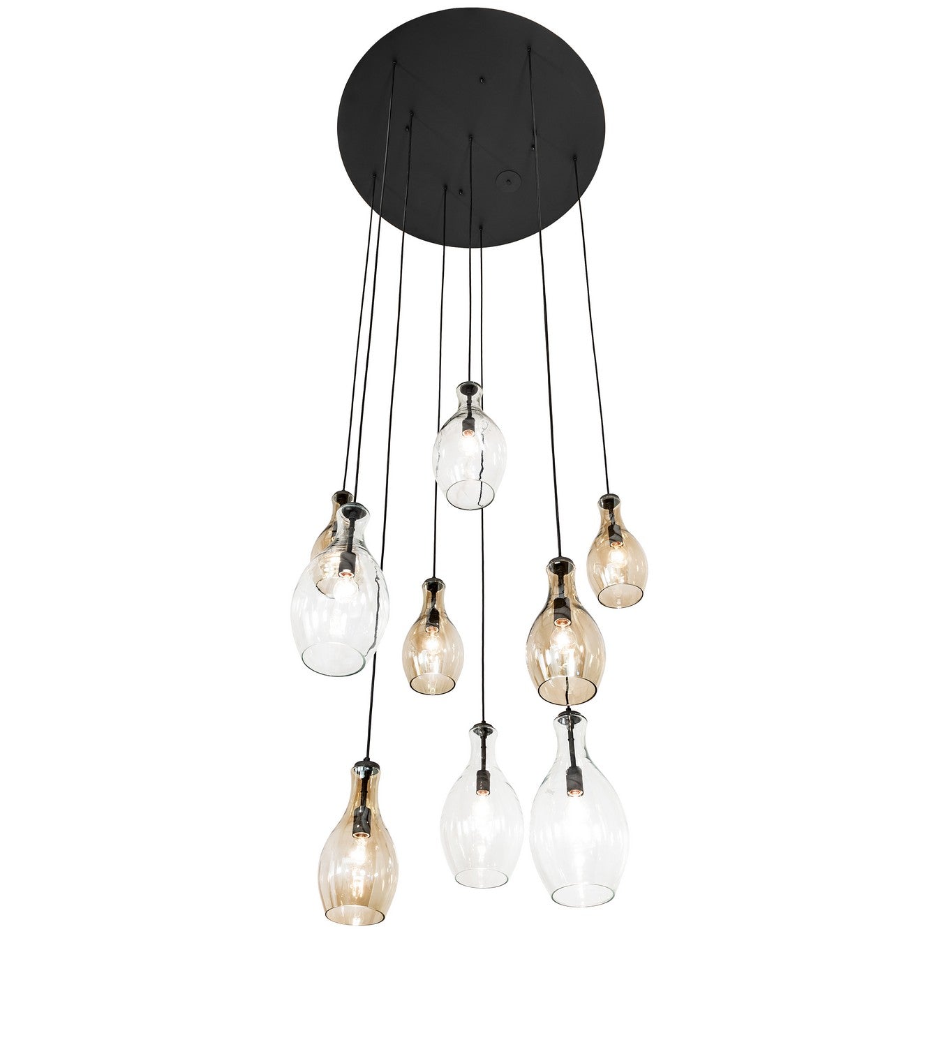 Meyda Tiffany - 255908 - Nine Light Pendant - Anjou - Satin Black Wrought Iron