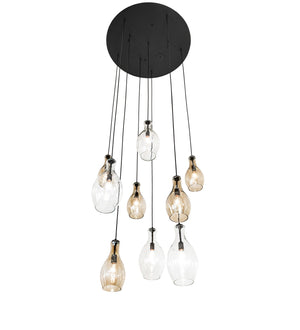 Meyda Tiffany - 255908 - Nine Light Pendant - Anjou - Satin Black Wrought Iron