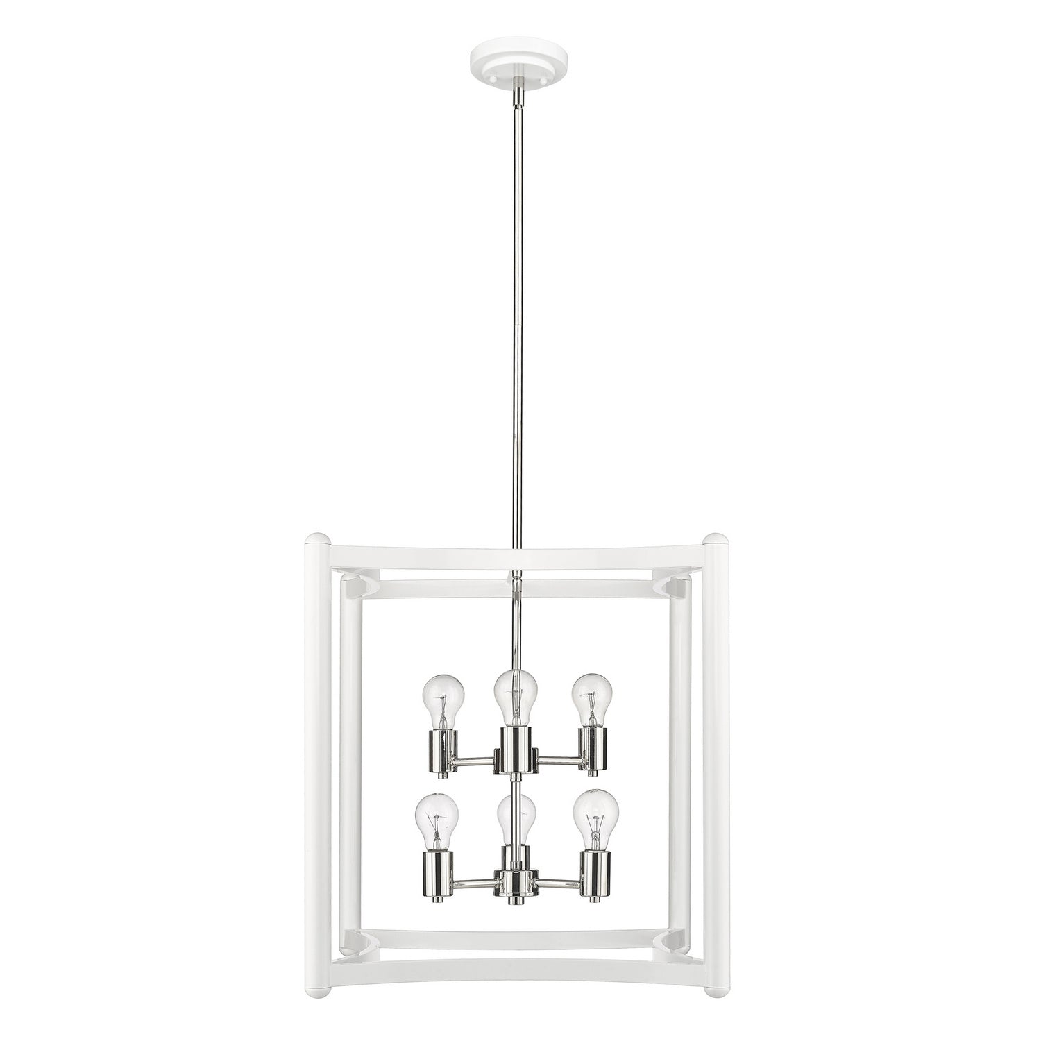 Acclaim Lighting - IN20041WH - Six Light Pendant - Coyle - White with Polished Nickel Cluster