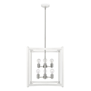 Acclaim Lighting - IN20041WH - Six Light Pendant - Coyle - White with Polished Nickel Cluster